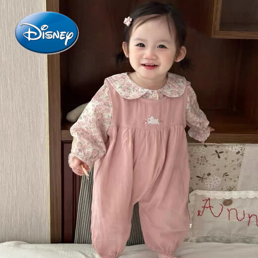 Disney Baby Suit Spring y Autumn Sweet Floral Doll Camshel Camiseta bordada de dos piezas Camisa de conejo rosa de dos piezas de dos piezas Diez outela de dos piezas 80 más grande (7 meses a 1 año)
