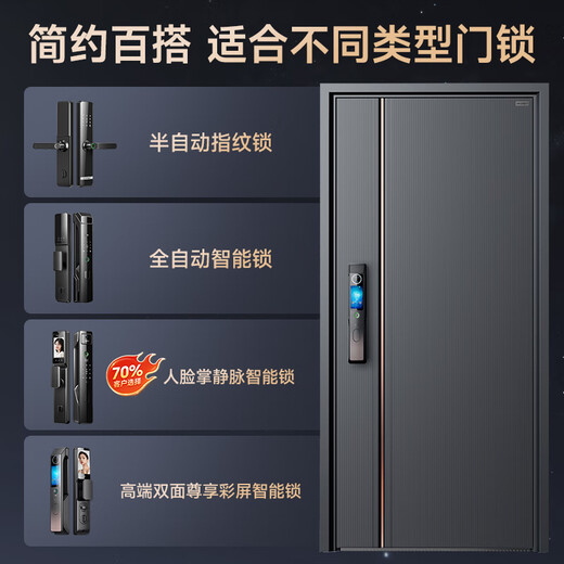 英典麒麟甲级防盗门家用入户门智能门进户门子母门防撬防爆别墅大门 2250*1050 【顶配款】双面大彩屏+主动对讲+3D人脸智能锁