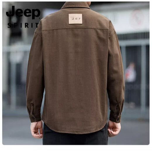 JEEP SPIRIT吉普长袖衬衫男2025春秋款工装外套男新款上衣青年简约时尚休闲衬 K12108白色 M 约100-120斤可穿
