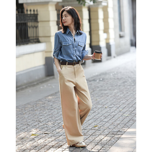 Demana retro washed color spring and autumn women's fashion high-end denim shirt women's layered bottoming top shirt