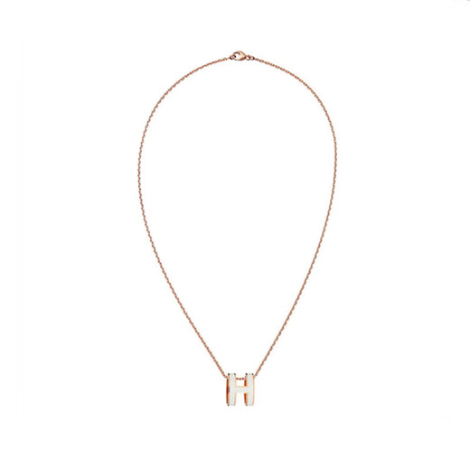 Hermes Pop Hop H Oval Postero tridimensional Collar chapado rosa H1479 White H147991fo49
