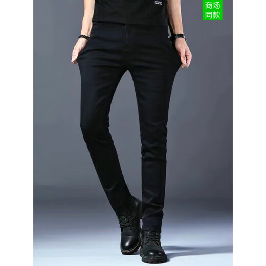 Falai Armani Sommer 2025 New Chia Ma Nia Black Jeans Männer schlanke Füße elastische lässige High-End-Hosen schwarz K683 30 2 Fuß 3