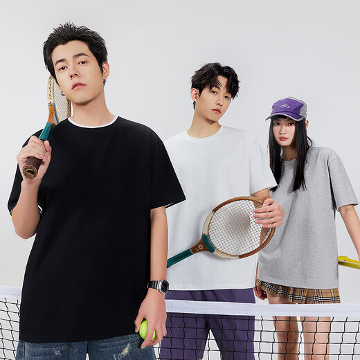 MINISO short-sleeved men's pure cotton casual loose summer round neck versatile youth trendy half-sleeved T-shirt light rice 2XL