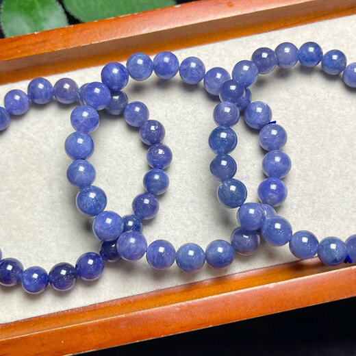 Shiyi Natural Tanzanite Bracelet Single Circle Men's and Women's Amethyst Ocean Heart Bracelet Simple Jewelry Gift 4 About 7mm/String