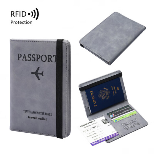 Cross-border RFID anti-theft brushing pu passport bag multi-purpose passport protection case certificate bag travel passport card bag brown