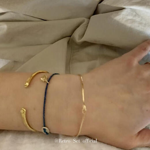 Kechu Korean generation niche sterling silver plated 18k gold retro classic open bracelet/bone bracelet bracelet golden bone (sterling silver plated with real gold) ready for sale