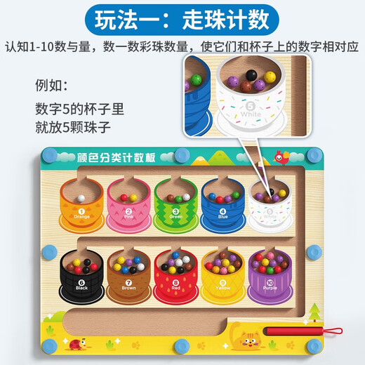 Fu Haier Magnetic Maze Perlen Perlen Spielzeug digitale Farbklassifizierung Montessori Frühaufschuldung Kinder Denken Training verbessert Model Magnetic Count Color Classification Pen Fan
