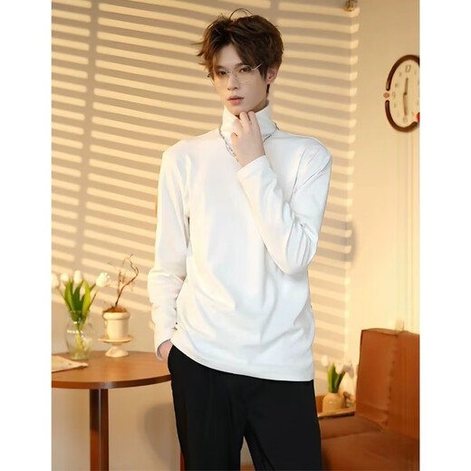 Degarda turtleneck German velvet bottoming shirt for men in autumn and winter new warm inner fit slim long-sleeved T-shirt American handsome sweatshirt GMFS-173 black XL
