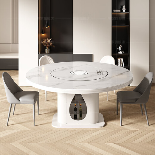 Ouoety Co., Ltd. Customized Rock Platte Esstisch 80 cm Rotary Rotary Klapptisch und Stuhlkombination Haushalt Gebrauchsinduktionskocher und Schüssel Erwärmung 14135 Meter Esstisch Felsplatte Induktionskochkocher 14