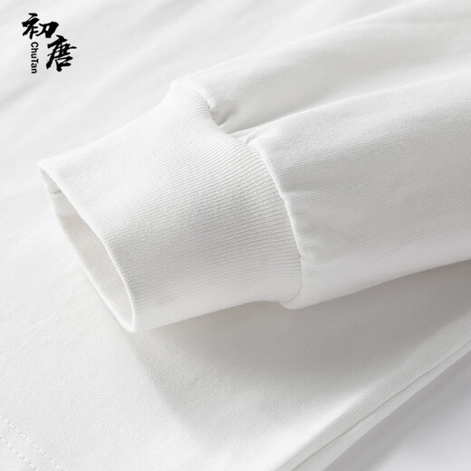 Early Tang heavyweight pure cotton long-sleeved T-shirt men's washed Henley round neck spring and autumn pullover clothes gray 2XL