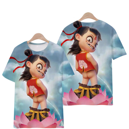 Bofu Bird Nezha Devil Child, приезжающий к миру 3D одежда Мужская футболка с короткими рукавами весенняя и летняя одежда Элементарная и средняя школа.