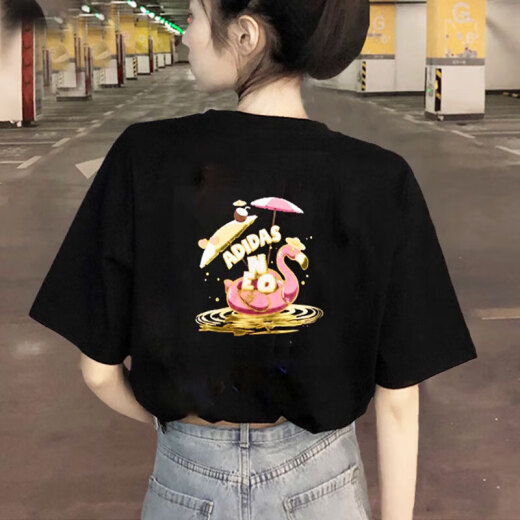 阿迪达斯 （adidas）女装 夏季新款运动服印花宽松舒适透气休闲短袖T恤上衣 IP3878 XS