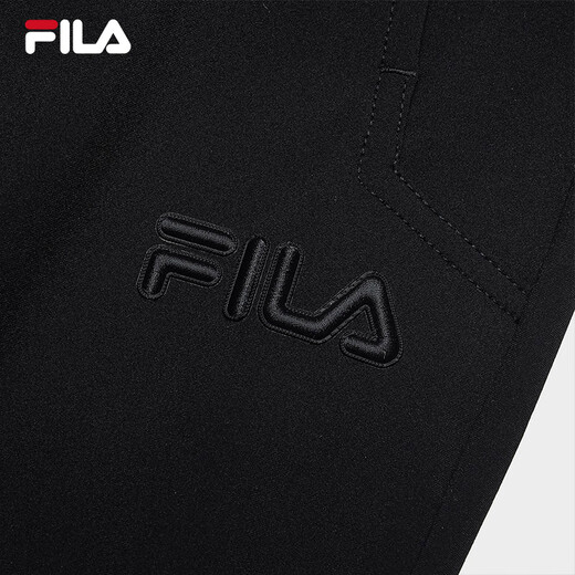 FILA 斐乐官方男装梭织长裤2025夏季新款时尚休闲凉感干爽直口裤 正黑色-BK 2XL 185/92A/XXL