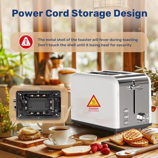 YSSOA 2-slice multifunctional toaster, 6-level adjustment, 3.8cm wide slot, transformer required, white, 1.5 inch-