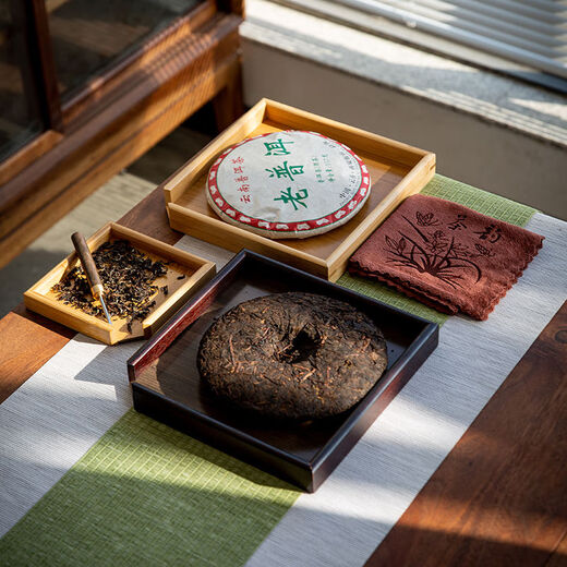 Jin Lanyu's new retro tea set accessories household tea box and tea knife three-piece set three-in-one universal tea tray tea box walnut large box + tea knife