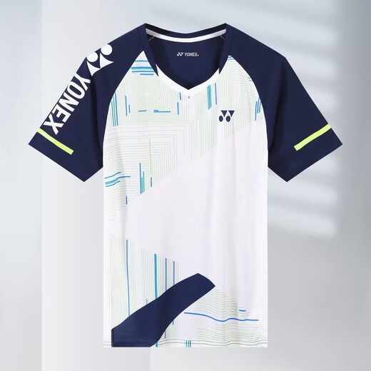 
2025 new spring badminton uniform men and women short-sleeved competition suit quick-drying breathable sports competition training suit 7028 white men's top 2XL