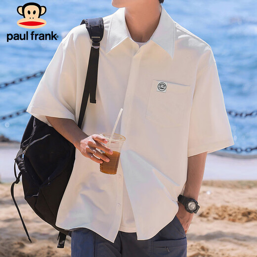 Big Mund Monkey (Paul Frank) kurzärärmiges Hemd Herren Sommermodemarke Loose Shirt Herrenmantel hübsches Top-Männerkleidung weiß XL