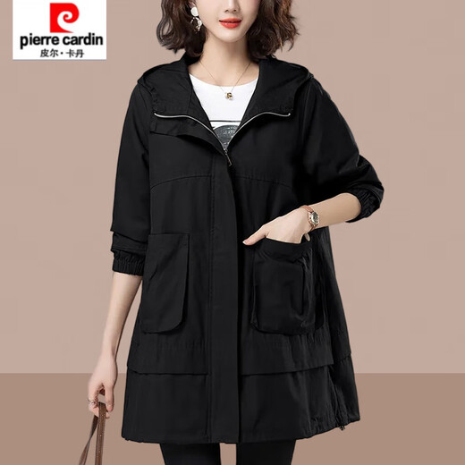 Pierre Cardin Windbreaker Women's 2026 New Mid-Length Spring Autumn Winter Jacket Women's Small Coat Western Style Mom Red L (Recommended 100Jin Jin is equal to 0.5kg -115Jin Jin is equal to 0.5kg)