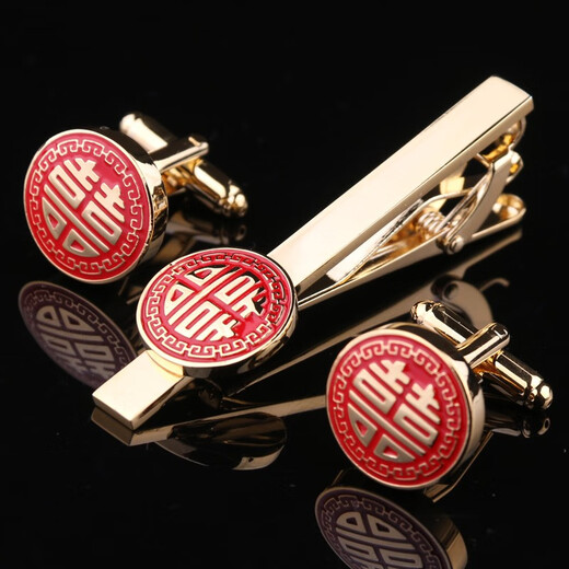 Anst Old Phoenix Gold Store Style Happy Krawatte Clip Manschettenknopf Männer Hochzeit Festives Manschuhe Hemd Nagel Bräutigam Anzug Männer Gold + Blaukrawatte Clip