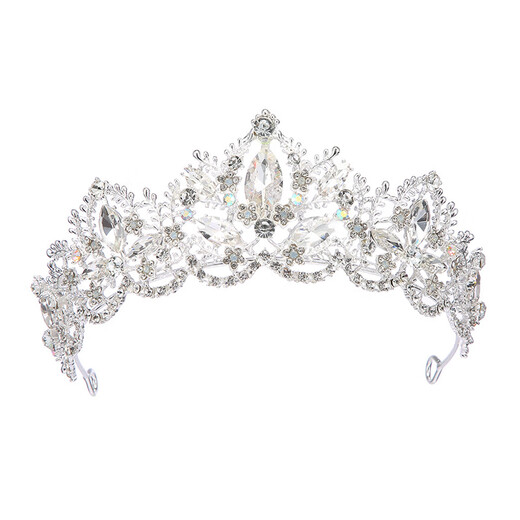 Haiyiduo Braut Krone Tiara Luxus atmosphärische Strasskrone Stirnband Europäische Hochzeit Erwachsener Zeremonie Geburtstag Super Fairy Accessoires Frauen Braut Strasskronstirnband [Silber]