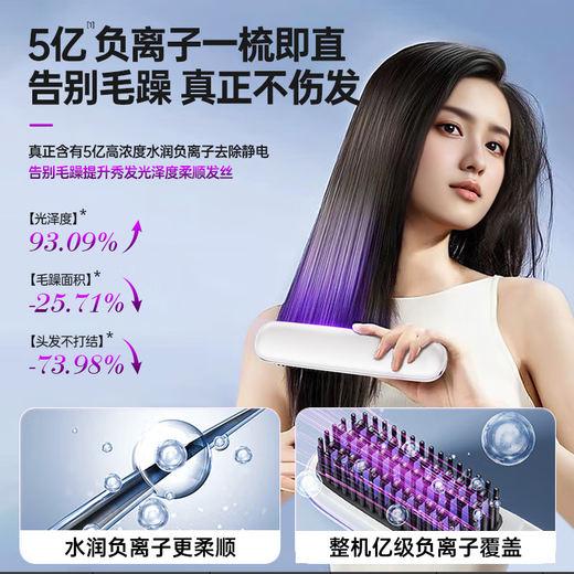Jingyan selects good products, wireless hair straightening comb, negative ions do not damage hair, mini portable electric comb with inner buckle, fluffy curling and straightening for lazy people, dual-purpose short hair management tool for high skull, taro purple, 500 million negative ion hair care + dual-purpose curling and straightening, electric hair comb, birthday gift, gift to best friend, gift to wife, gift to girlfriend on Valentine's Day