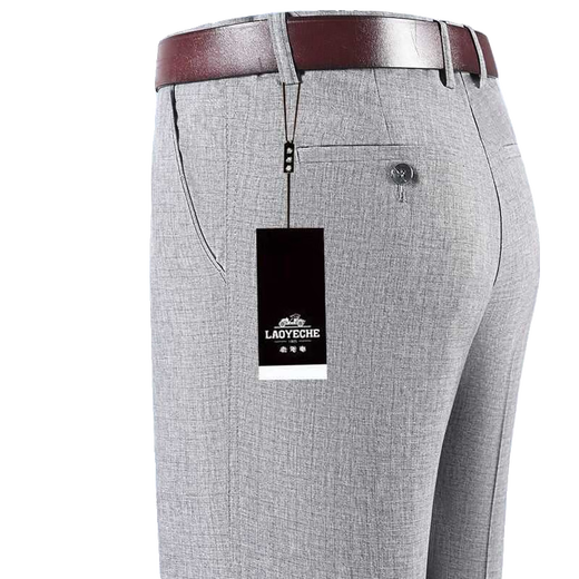 老爷车冰丝亚麻男裤夏季薄款中老年棉麻男士抗皱休闲裤宽松西裤高腰裤 075深灰色 冰丝亚麻 薄款 33 (2尺6)腰围