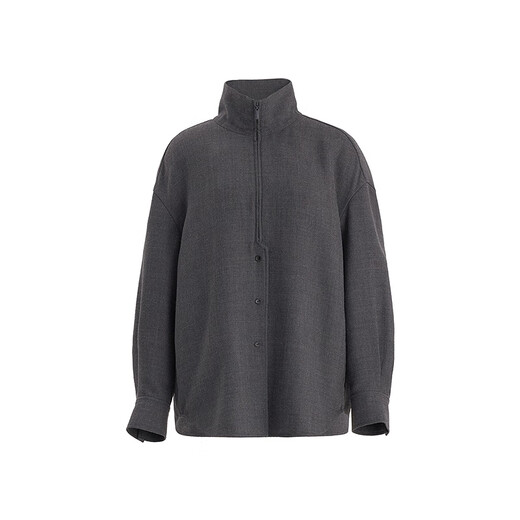 AUM (AUM) celebrity style AUM new winter double-layer tweed shirt pants half twilight gray shirt M