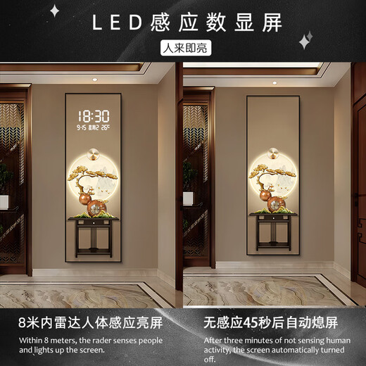 艺术挂钟轻奢现代带日历温度钟表挂钟客厅玄关装饰画2025年新款电 by3527 160*180公分(默认黑框需要金框