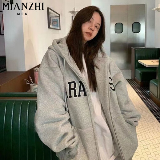 棉致重磅连帽卫衣女春秋冬季新款美式宽松韩版加绒山东即墨开衫外套 844黑色【常规高品质31.5】 3XL 140-160斤