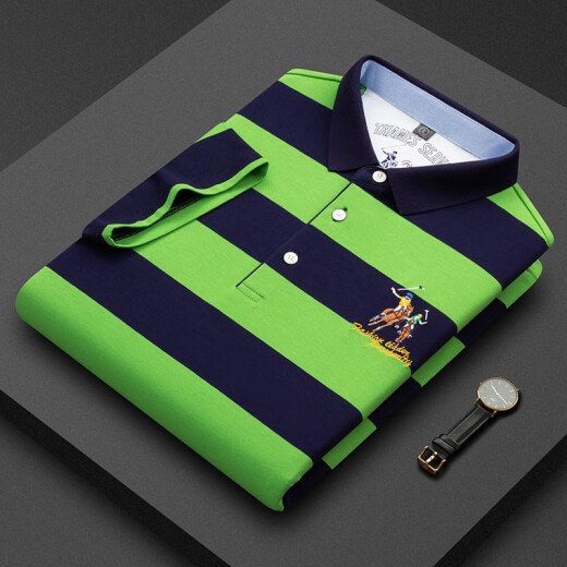 
MASTER POLO short-sleeved polo shirt men's summer thin new style men's business casual striped Paul T-shirt T-shirt middle-aged men's clothing 3882 orange thin style 2XL