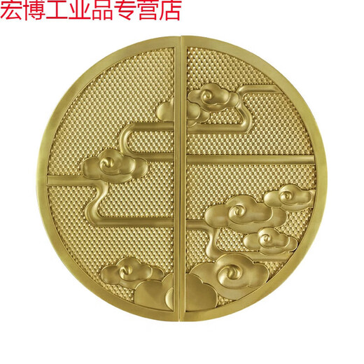 适用铜拉手 铜新中式柜门对开圆形拉手橱柜衣柜子门把手现代 GBT12178龙鳞一对 直径120孔距9
