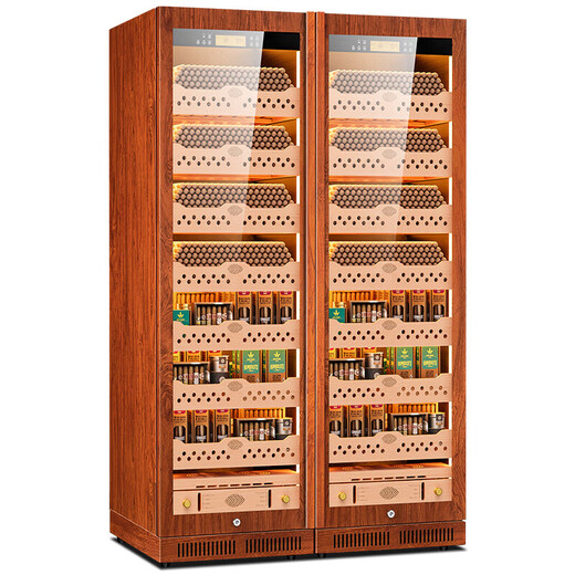 Kelong CL-188C1 Intelligent Constant Temperature and Humidity Ammonia Removal Cigar Cabinet Constant Temperature Red Wine Cabinet Ammonia-Purifying Cigar and Red Wine Dual-Purpose Double-Door Cabinet Rosewood Grain Cedar Wood Naked Model WiFi + Purifying Ammonia + Constant Temperature and Humidity