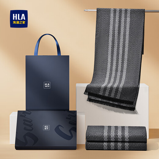 Heilan House Scarf Men's Winter Warm Scarf Birthday Gift for Dad Valentine's Day Gift for Boyfriend Gift Box Gray-Exquisite Gift Box