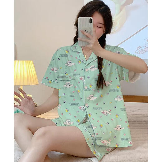 
Jiacao Yugui Dog Pajamas for women in spring and summer long-sleeved trousers shorts cute cartoon student large-size summer home clothing set 14124# Yugui Dog Three-piece Set Y26 M 75-100Jin[Jin equals 0.5 kg]