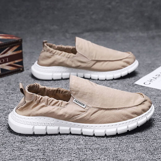 Chaussures en tissu Chaussures en toile pour hommes confortables, légères, résistantes à l'usure, non glissantes, imperméables, semelles molles Old Beijing un pied, paresseux noir 881 recommandé de prendre une taille plus grande 42