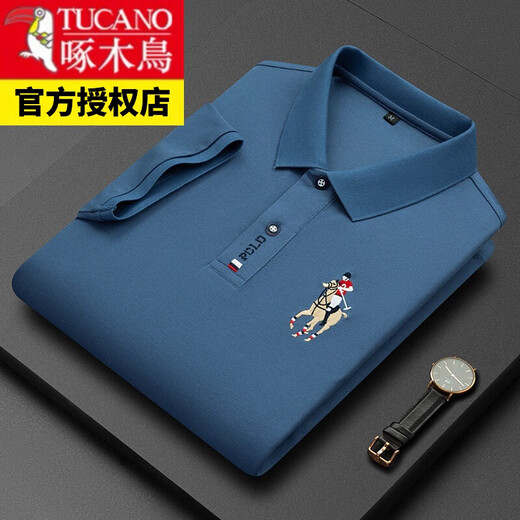 啄木鸟（TUCANO）男装中年休闲男士衫夏季短袖翻领上衣POLO.衫爸爸宽松 短999白色 L 17084A 建议120-130斤