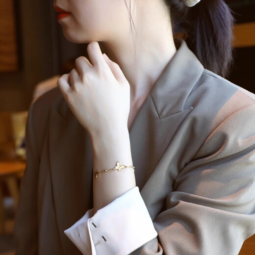 DYN18k gold butterfly bracelet for women 2024 new niche high-end light luxury exquisite bracelet bestie butterfly bracelet 16+5cm