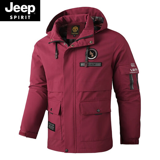 JEEP SPIRIT casual jacket parka coat hooded charge. Men's new hooded outdoor men's wear classic 28 gray blue 5XL