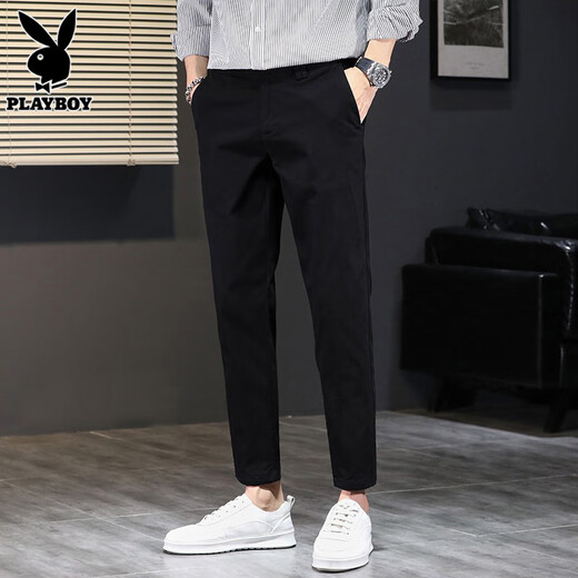 Playboy (Playboy) Pantalones casuales Pantalones pequeños para hombres 2025 Spring New Tendencia de algodón Slim Feal Pantalers Men 1502 Brown [Pantalones de corona] 30 [116-120Jin [Jin equivale a 0.5 kg]]]