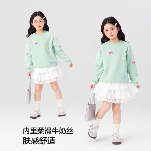 
Zuoxi Girls Sweatshirt Autumn Children's Tops Fashionable 2025 New Autumn Clothes Girls Medium-Grand Children's Clothes Green 120