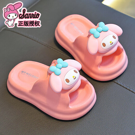 Children's Sandals Sanrio Girls Summer Cartoon Cute Non-Slip Indoor Bath Soft Soled Parent-Child Kuromi Slippers Pink Hello Kitty (Upgraded Eco-Friendly Material) 12 Size 36/37 (Suitable for 35/36 Feet)