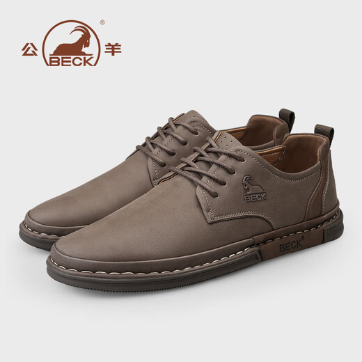 Ram leather shoes for men, genuine leather spring and summer formal business men's shoes, British style trendy men's casual shoes, khaki 40