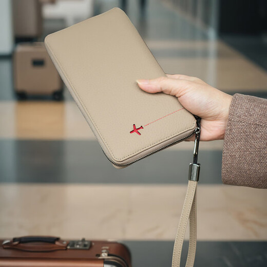 VANLEMN丹麦防盗刷出国留学旅行手机大护照包多功能收纳证件包护照夹卡包 深卡其色【防盗刷防消磁护照包】