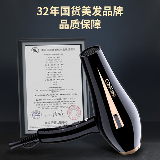 Kangfu professional hair dryer high-power hair salon and barber shop special hair dryer household hot and cold air hair salon model 2400W three plugs KF-8894 Smart Black