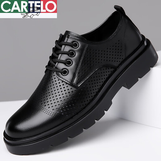 CARTELO crocodile casual leather shoes for men genuine leather 2025 new spring and autumn British style business formal wear big head suit wedding shoes for men black four seasons 41