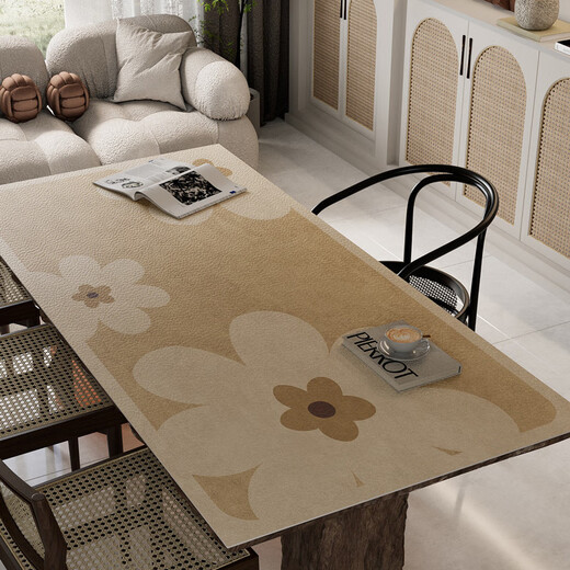 OUOETY wabi-sabi style dining table mat, waterproof, oil-proof, anti-scalding, no-wash leather coffee table tablecloth, desktop protection mat for home use A10 A1049 Turn waste into treasure Customized size 55/flat please contact customer service