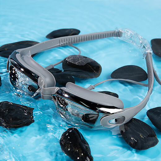 Shimeijia swimming goggles, professional anti-fog, wide-angle high-definition, fashionable electroplating, unisex, one-piece earplug swimming goggles, black and transparent