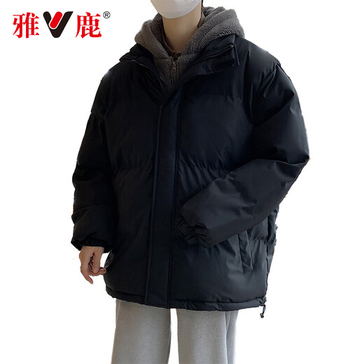 Chaqueta de algodón de algodón con capucha de invierno de yalu algodón chaqueta de pan chaqueta de pan en espesor de gran tamaño de invierno ropa ropa para hombres 9888 negros xl