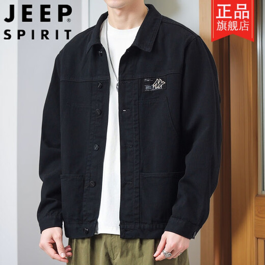Jeep (Jeep) Jacke Herren Frühling und Herbst 2025 Neues Hemd Revers Herbst Herren Work Jacke Frühherbst-Jacke Top [Upgrade-Version] K12806 Black [Empfohlen 168-190jin [Jin Equals Equals]] 4XL