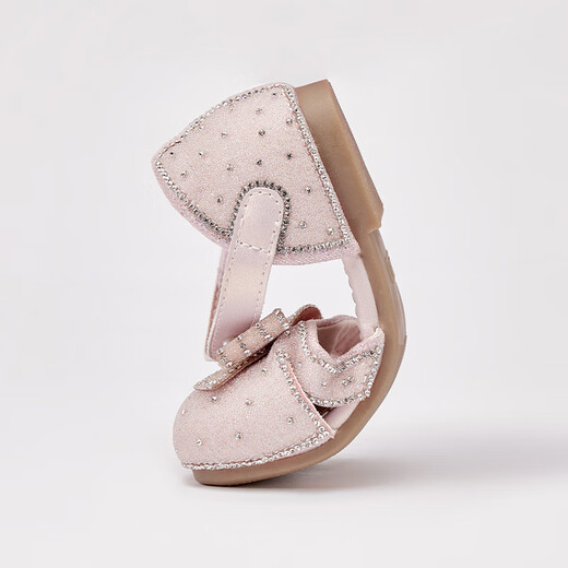 DAVE&BELLA girls sandals summer new children's flash diamond crystal shoes non-slip baby princess shoes foreign style children's leather shoes pink ready stock 21